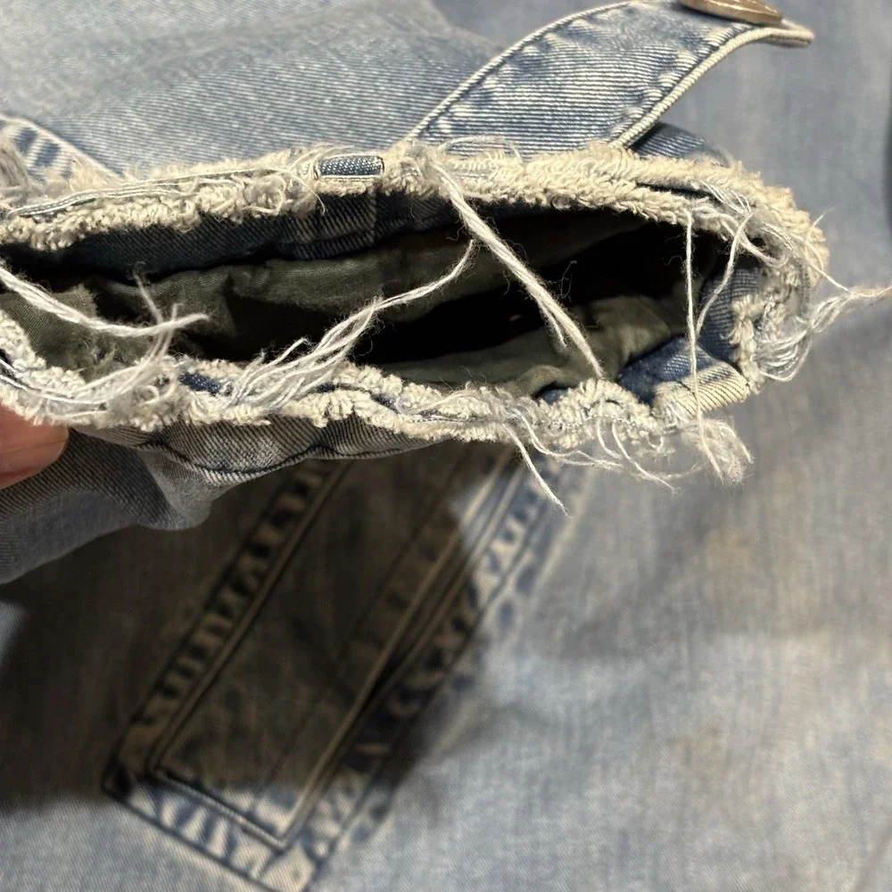 VTG Nautica Denim Barn Chore Jacket Mens large Plaid Lined Cotton Zip Up Coat - Picture 6 of 11